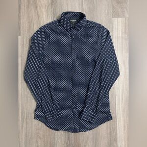Express Men's Dark Blue Geometric Shirt (Slim - Performance)